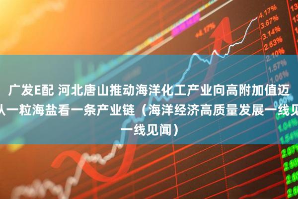 广发E配 河北唐山推动海洋化工产业向高附加值迈进 从一粒海盐看一条产业链（海洋经济高质量发展一线见闻）
